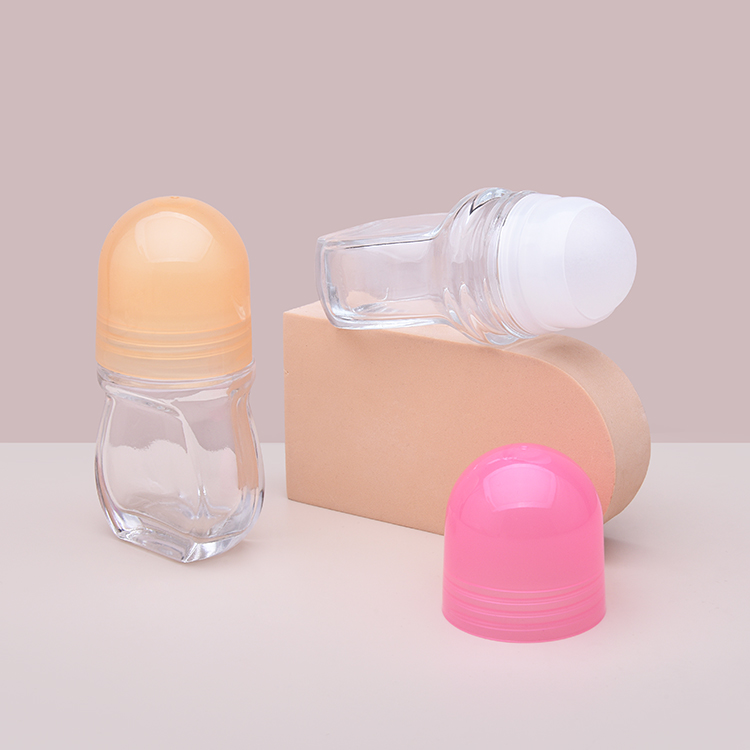 Cute Shape 50ml Clear Glass roll on Bottle