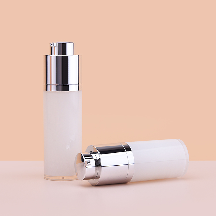 Customized Process Airless Frosted Bottle, Aluminum Top Head Airless Bottle 15ml Silvery, Skin Care Empty Airless Pump Bottle