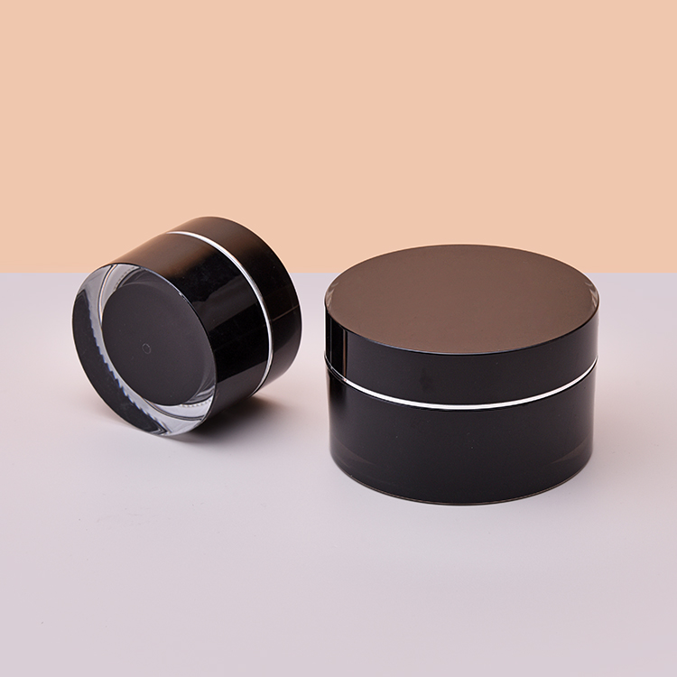 Empty Wholesale Custom 2oz Round Acrylic Jar Black