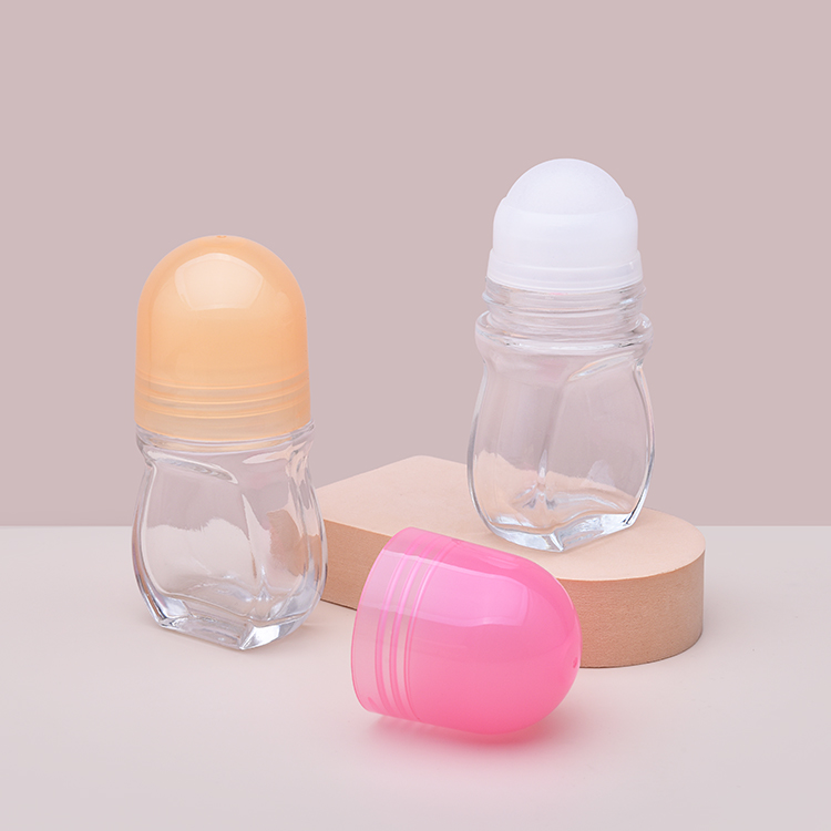 Cute Shape 50ml Clear Glass roll on Bottle