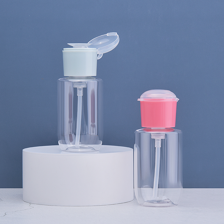 PET Bottle 500 Ml Nail Polish Pump Dispenser,24/410 Pink Plastic Nail Remover Pump,outer Spring Liquid Dispenser Pump for Nail Polish Remover