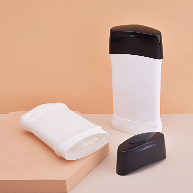 Empty Oval 50g 76g White Black Plastic Deodorant Stick Tube Packaging