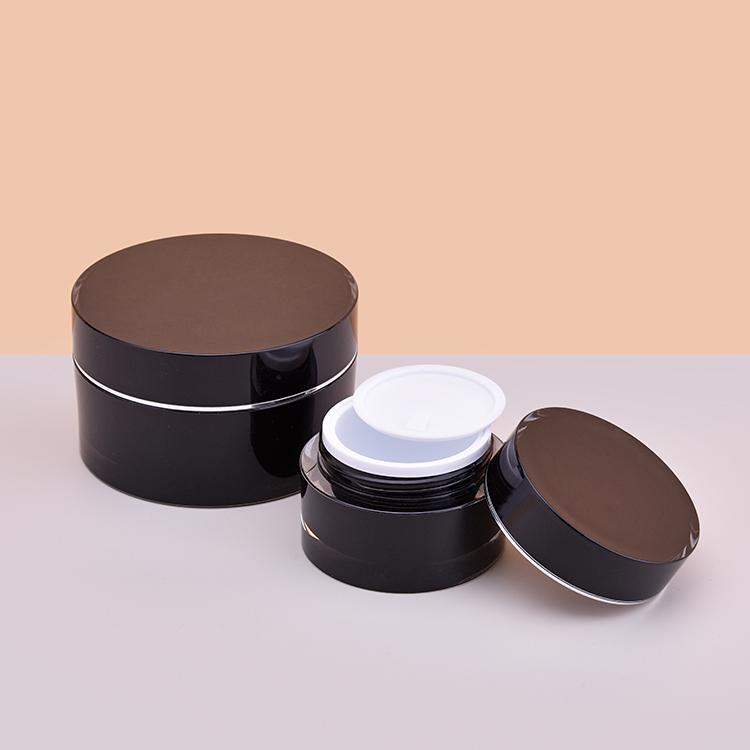 Empty Wholesale Custom 2oz Round Acrylic Jar Black