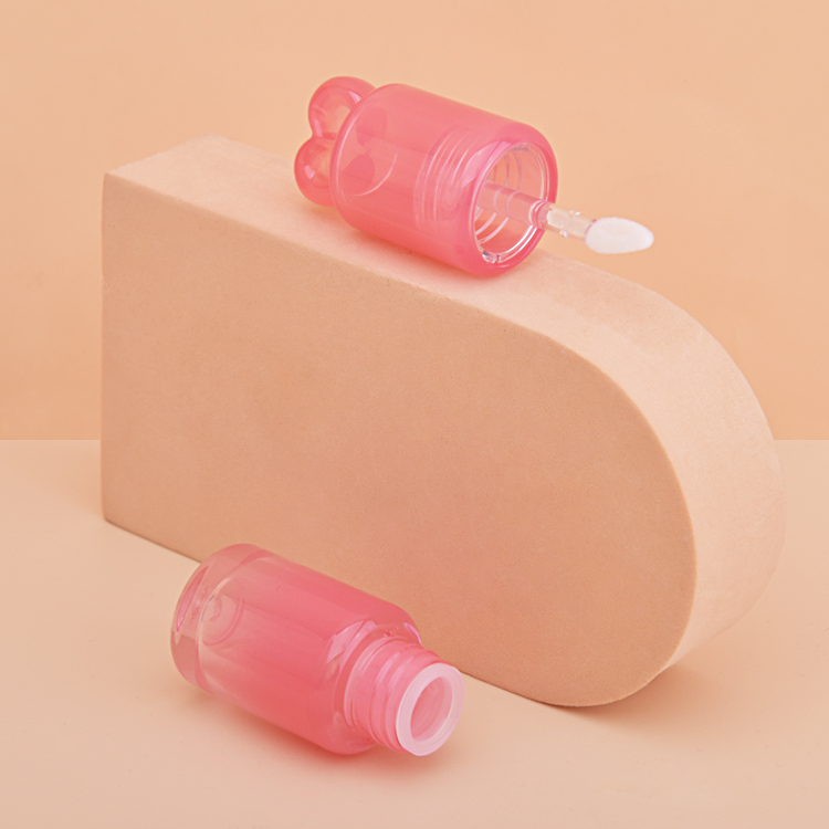 Custom Square Transparent Pink Small Size 3ml Heart Shape Lip Gloss Tube