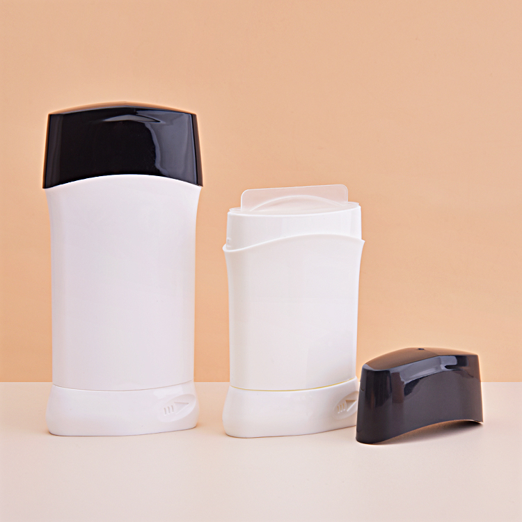 Empty Oval 50g 76g White Black Plastic Deodorant Stick Tube Packaging