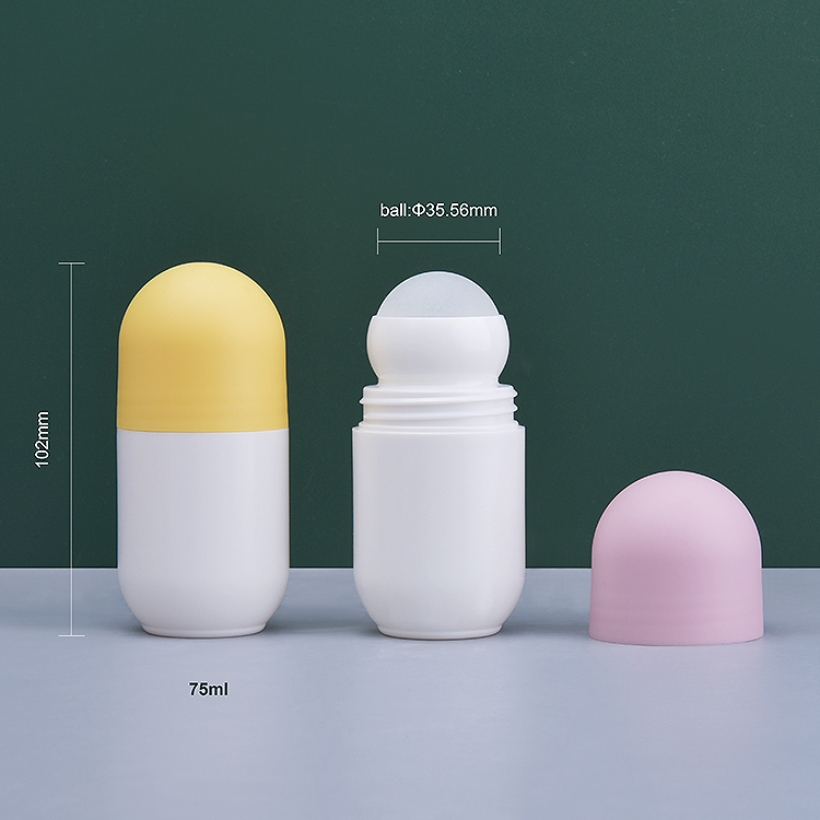 Capsule Shaped Antiperspirant Packaging Roll on Ball Bottle
