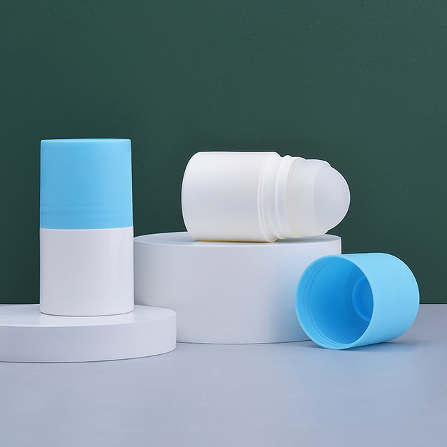 50ml Bule Cap White Plastic Roller Ball Bottel for Liquid Deodorant 
