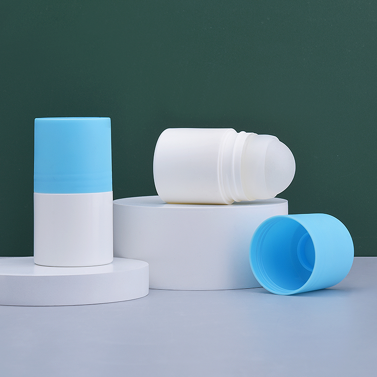 50ml Bule Cap White Plastic Roller Ball Bottel for Liquid Deodorant 